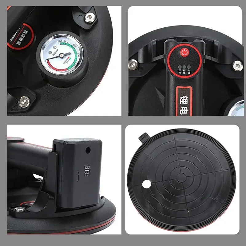 LED 스마트 디스플레이 전기 진공 흡입 컵, 강력한 헤비 듀티 압력, 세라믹 타일 유리 핸들링 도구, 8 인치 220kg 부하