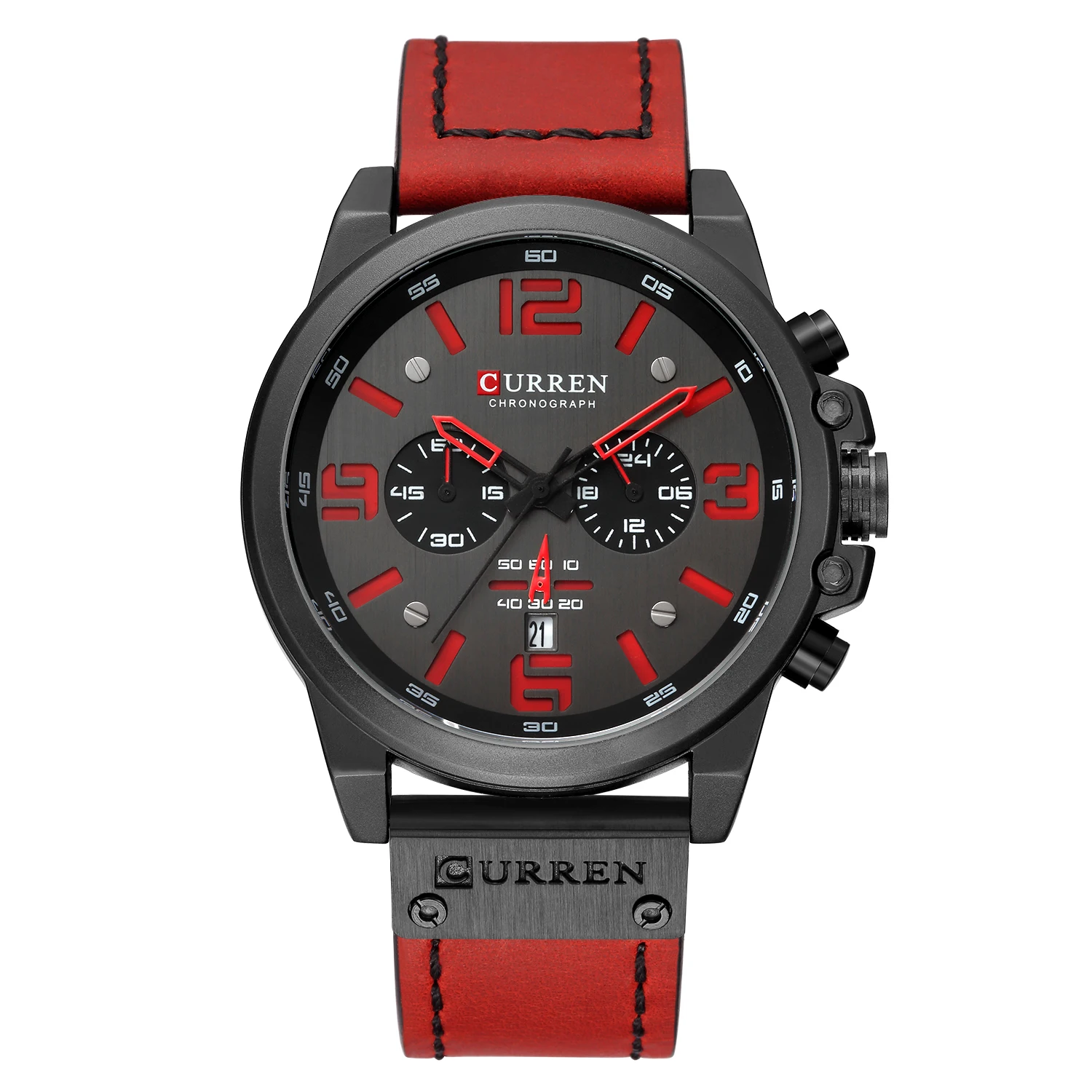 CURREN 8314นาฬิกาข้อมือสำหรับผู้ชายหนังควอตซ์แนวธุรกิจกันน้ำหกเข็มวันที่แฟชั่นลำลองหรูหรา