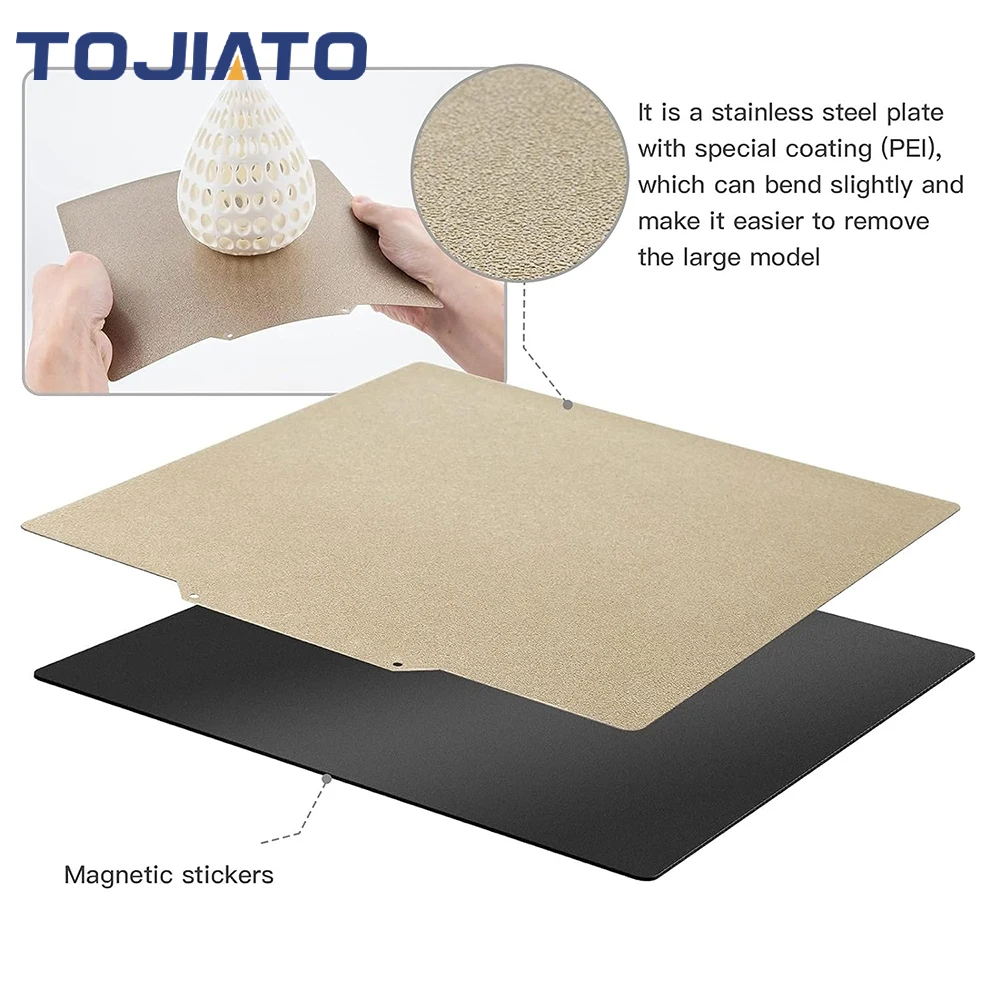 Magnetic PEI Powder Sheet 120/150/180/220/25/310/400mm Double Sided Spring Steel Sheet Textured For Ender 3 CR10 P1P  Build Plat