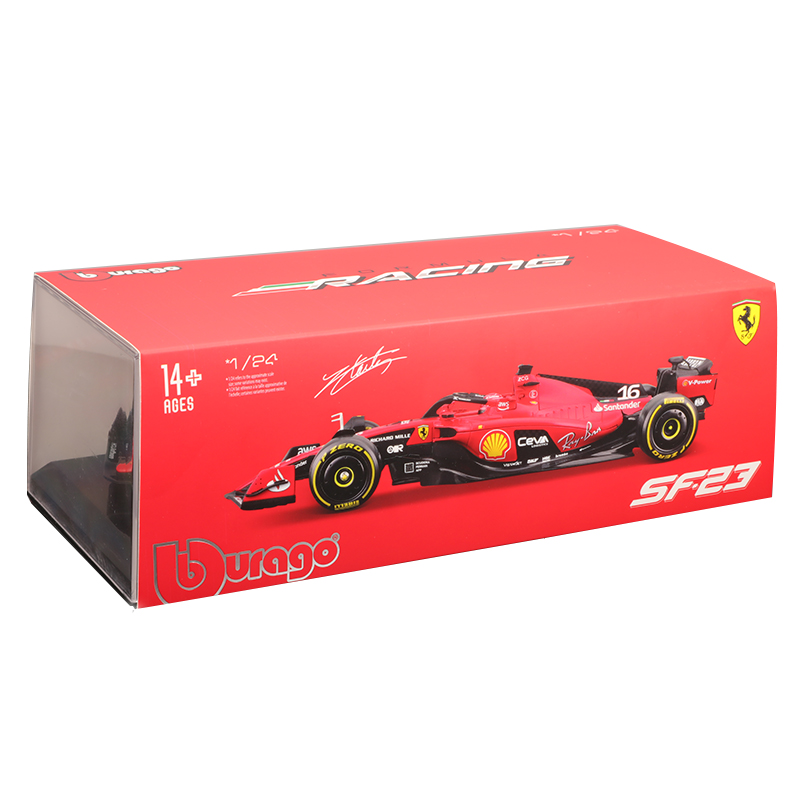 Bburago-F1 Racing Alloy Car Model, 1:24, Scuderia Ferrari Team, SF23 2023, 1:24, Fórmula Carlos Sainz, Brinquedo Diecast, 1:24