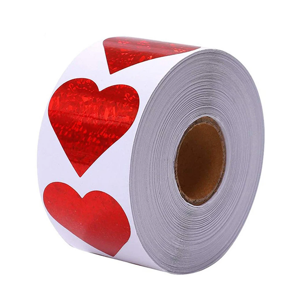 50-500 Chiếc Hình Tim Màu Đỏ Nhãn Lễ Tình Nhân Giấy Bao Bì Dán Kẹo Xí Ngầu Túi Tặng Hộp Đóng Gói túi Cưới