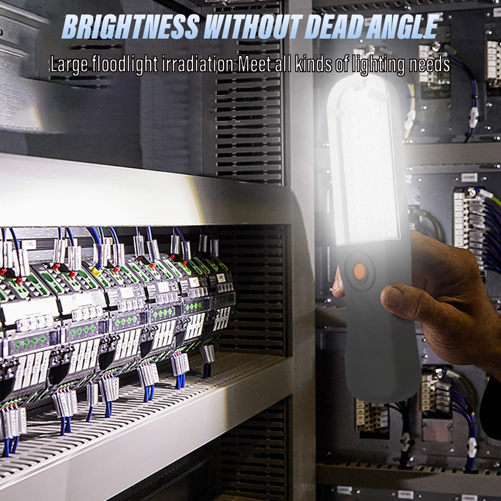 Portable Magnetic Auto Repair Work Light USB Rechargeable LED Flashlight With Magnet Hook For Car Repair Fishing Emergencies