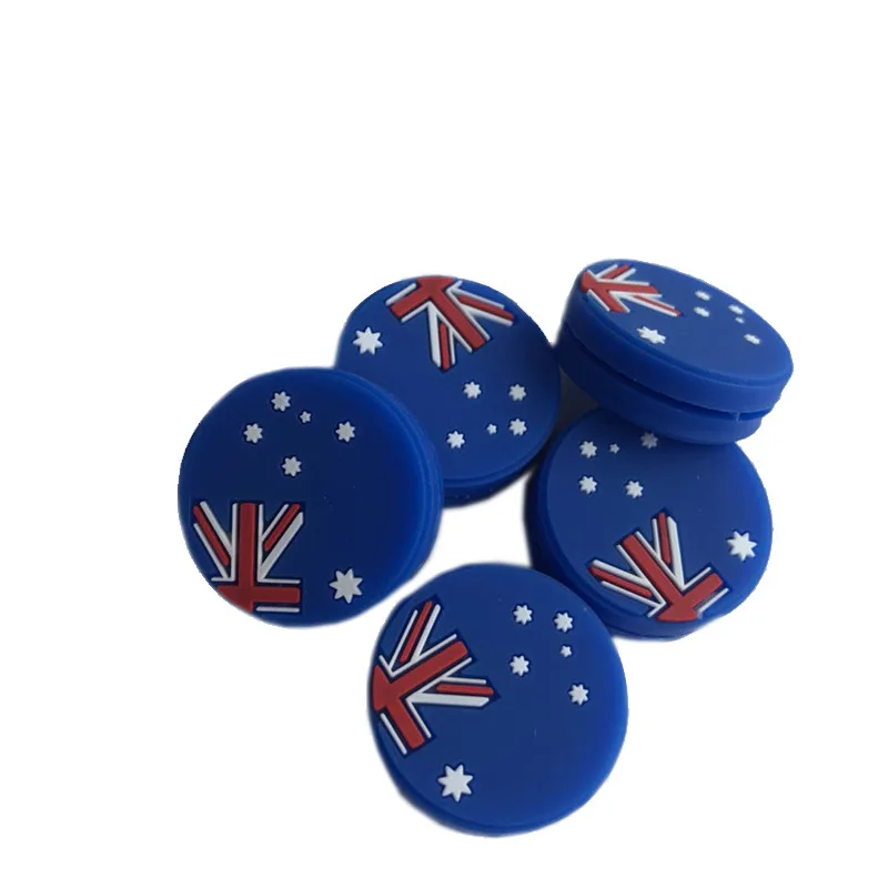 2 ชิ้น Country Flag Shape เทนนิส Dampeners การสั่นสะเทือนซิลิโคนเทนนิส Dampeners แร็กเก็ต Anti Vibration Damper อุปกรณ์เทนนิส