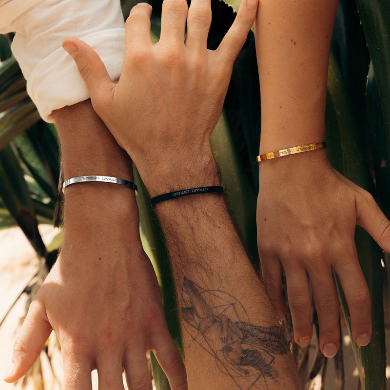 Pulseira personalizada para mulheres, colar personalizado, barra gravada, nome, texto, mantra, manguito, joias de aço inoxidável para presente feminino