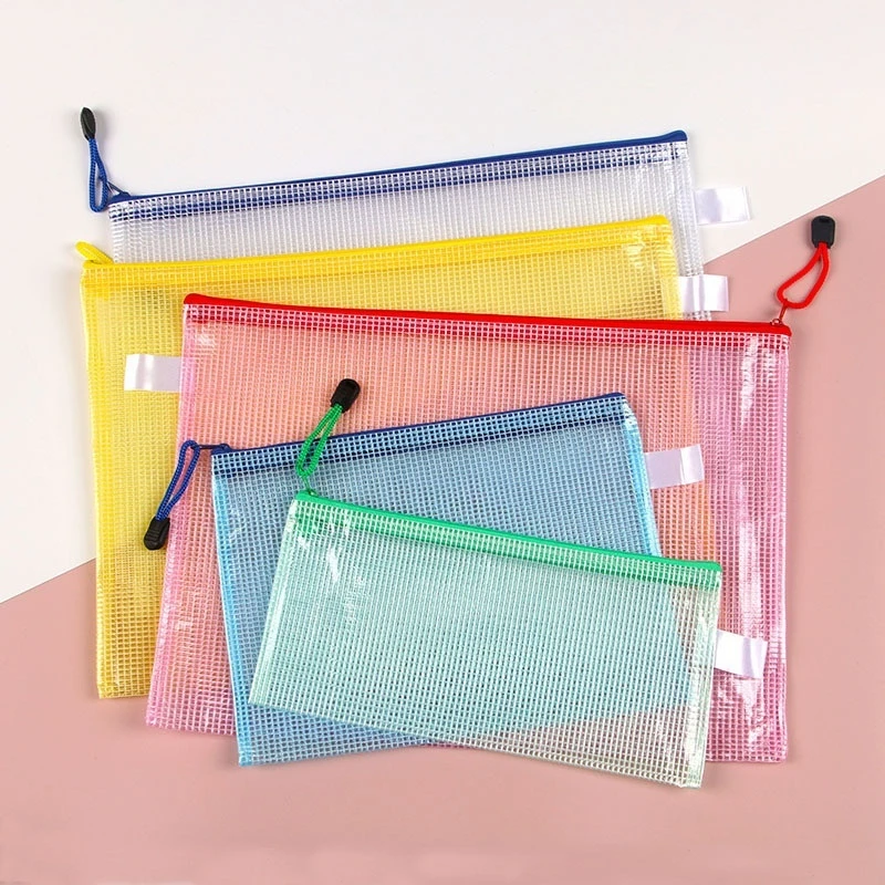 5 stuks A6/A4 Mesh Rits Zakje Document Tas Waterdichte Potlood Opbergzakken voor School Kantoorbenodigdheden Cosmetische Reisorganisatie