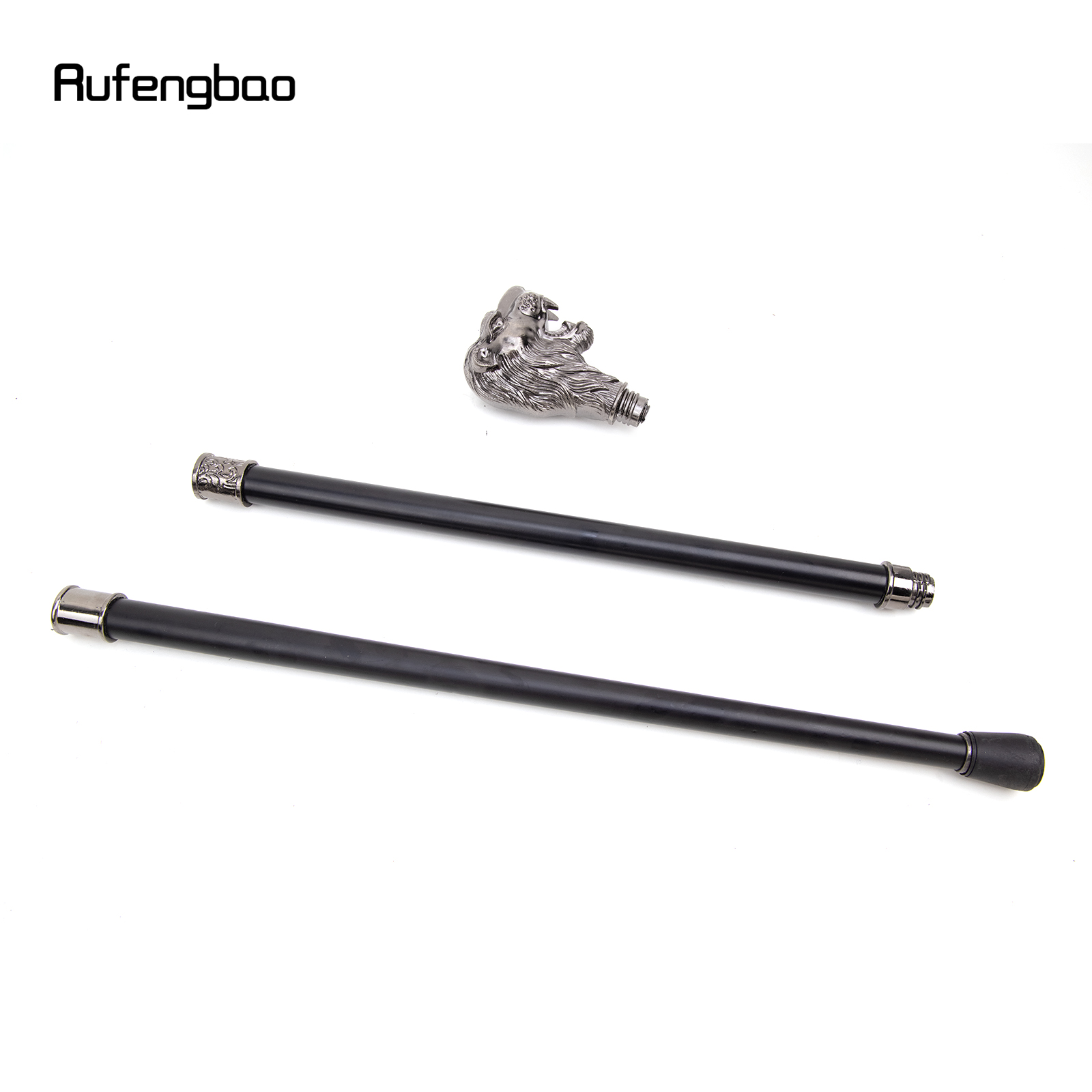 Sliver cabeça de leão com bigode bengala moda decorativa bengala cavalheiro elegante cosplay cana botão crosier 93cm