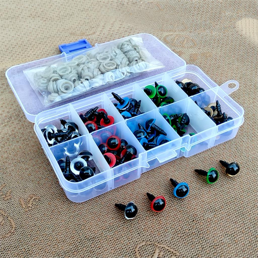 100 stücke 5 Farben Kunststoff Puppe Sicherheit Augen Für Spielzeug Amigurumi Tier Teddybär Katze Augen Gefüllt Für Puppen Handwerk Zubehör box