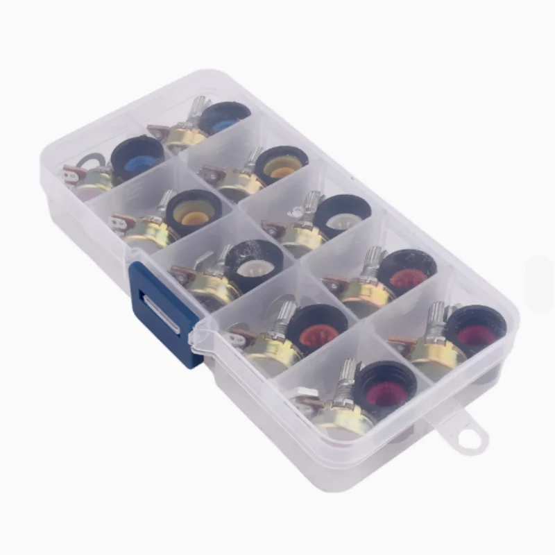 10 Sätze 15 mm WH148 Rändelwelle 3 Anschlüsse Linear Taper Drehpotentiometer Sortiment Kit B1K 2K 5K 10K 20K 50K 100K 250K 50