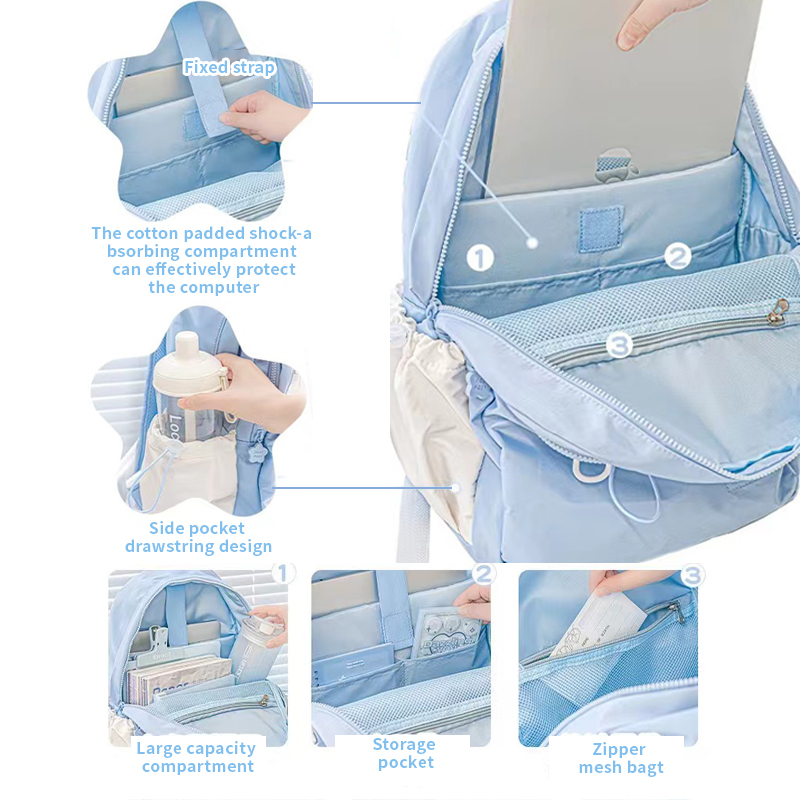 Cream Style Backpack for Students with High Appearance Simple and Cute Design Large Capacity Backpack Lightweight and Painful Ba