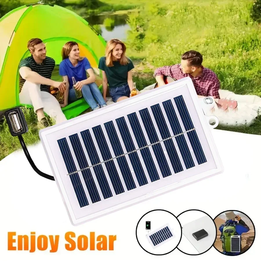 Cargador Solar portátil, salida USB para uso en exteriores, para viajes y Camping, linterna, carga de ventilador, 1/2 Uds.