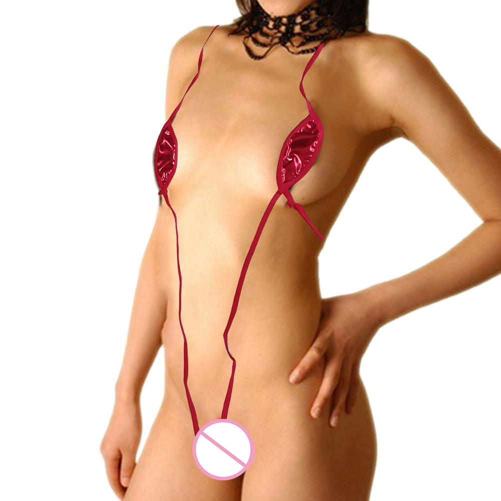 Lingerie erótica feminina pu couro envernizado brilhante maiô tanga biquíni gravata lateral tanga briefs conjunto de sutiã roupa interior mini biquíni roupa de banho