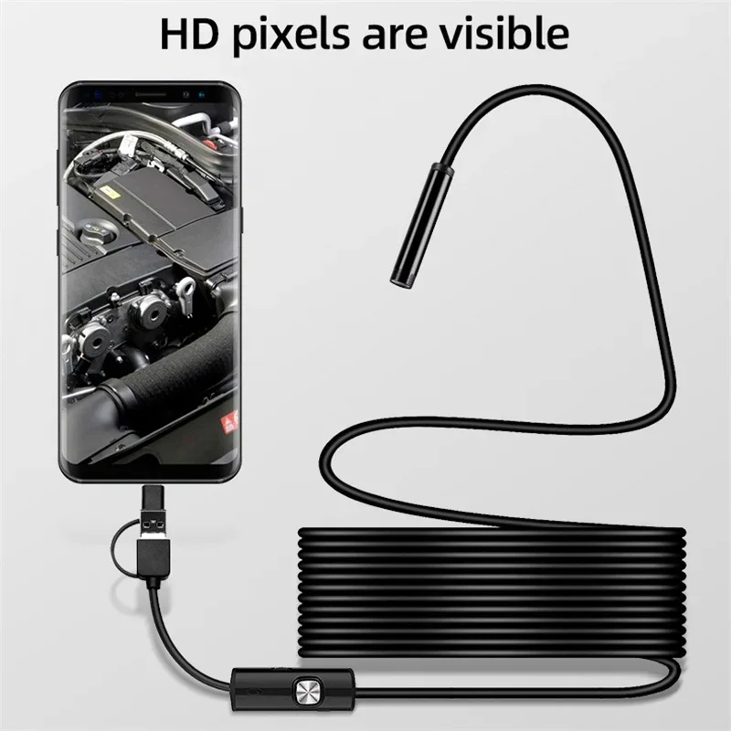 Periscopio industriale KERUI, telecamera endoscopica 3 in 1 con 6 LED, tipo C, impermeabile IP67, mini telecamera OTG per l'ispezione delle condutture
