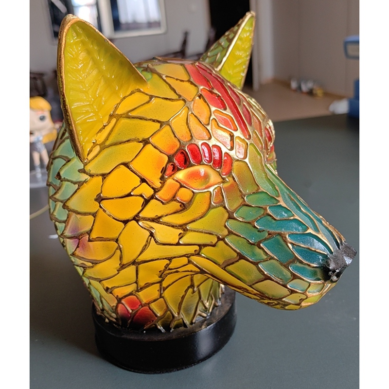 B28C-15Cm Resin Stained Glass Table Lamp-Animal Series, Used For Home Decoration.