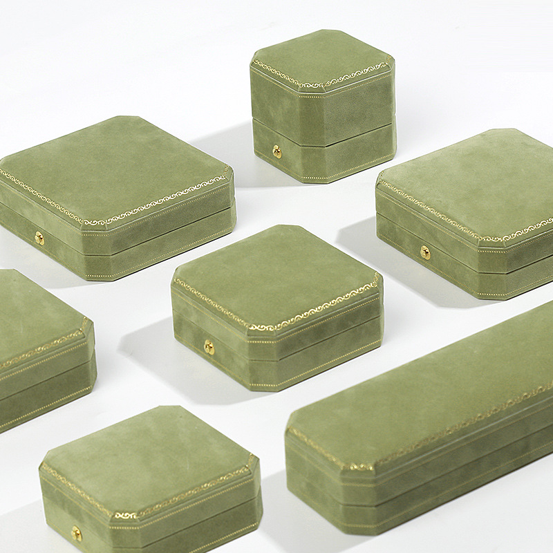 New Octagonal Jewelry Organizer Box for Earrings Ring Pendant Necklace Bracelet Storage Flannelette Vintage Gift Packaging Box