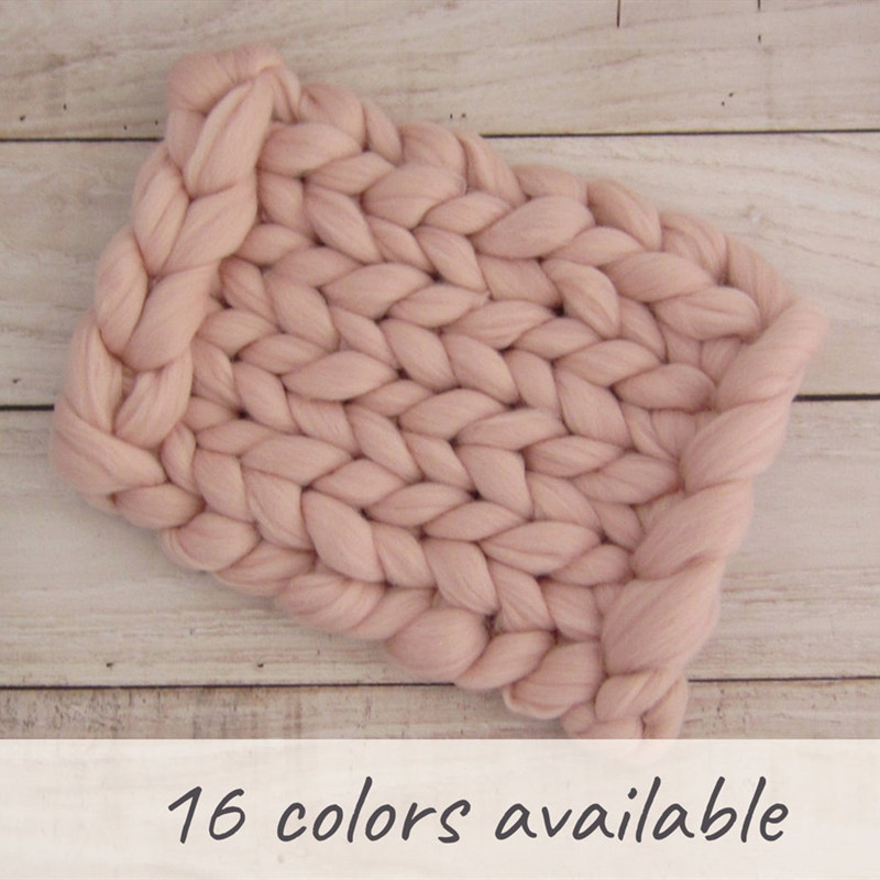Manta de lana Merino para recién nacido de 12x 17 pulgadas, manta trenzada, tejido grueso para bebé, accesorios de fotografía para recién nacido Merino