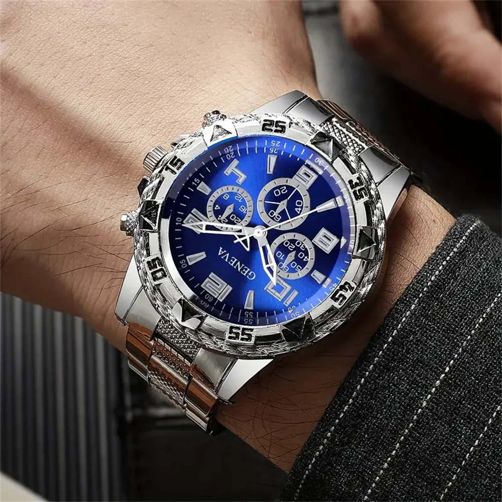 4 stks/set herenhorloges mode Arabische wijzerplaat stalen band quartz horlogeset (zonder doos)