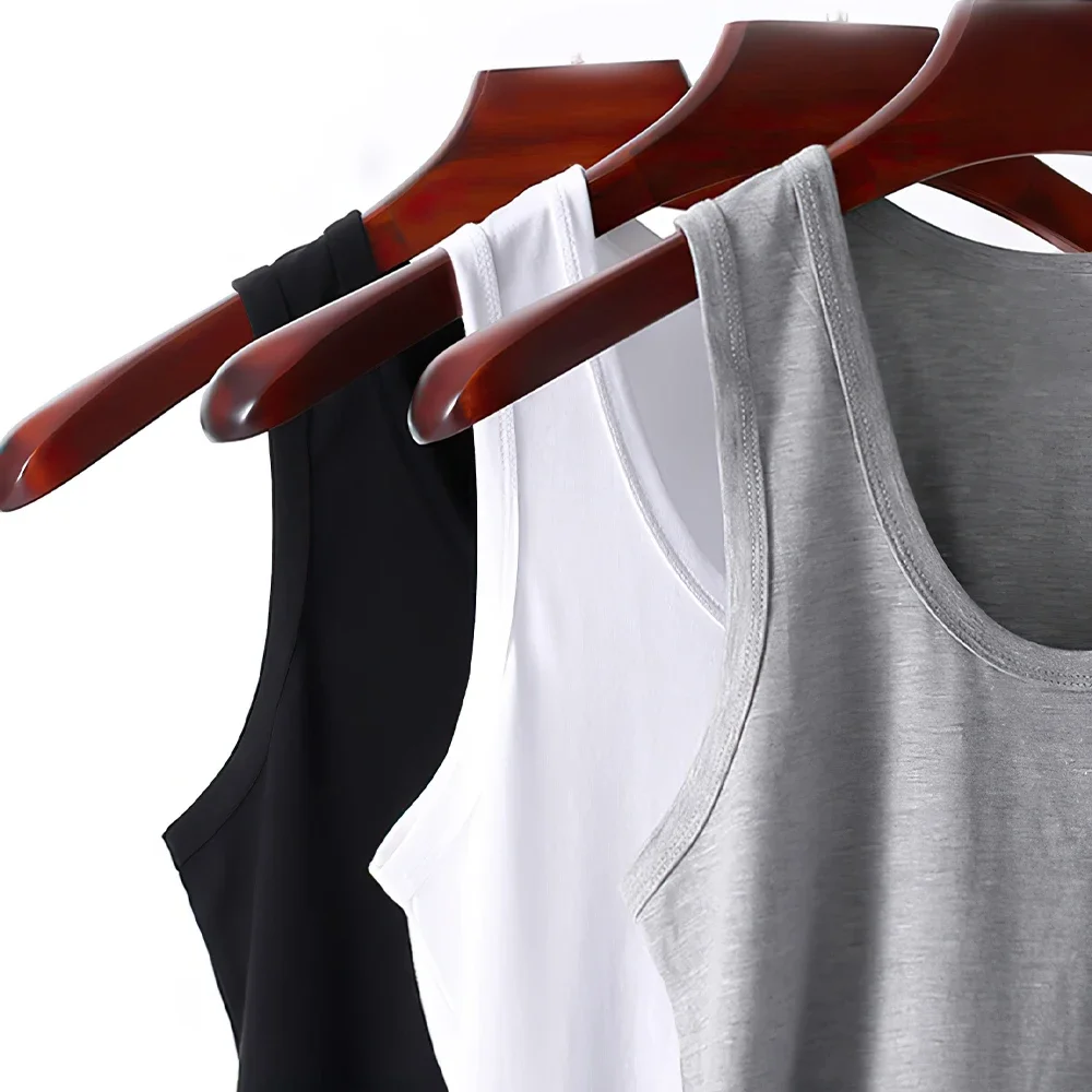 Cztery pory roku męska kamizelka z czystej bawełny młodzieżowy krój Fitness sportowy podkoszulki w średnim wieku Casual bez rękawów Tank Top A-Shirt bielizna