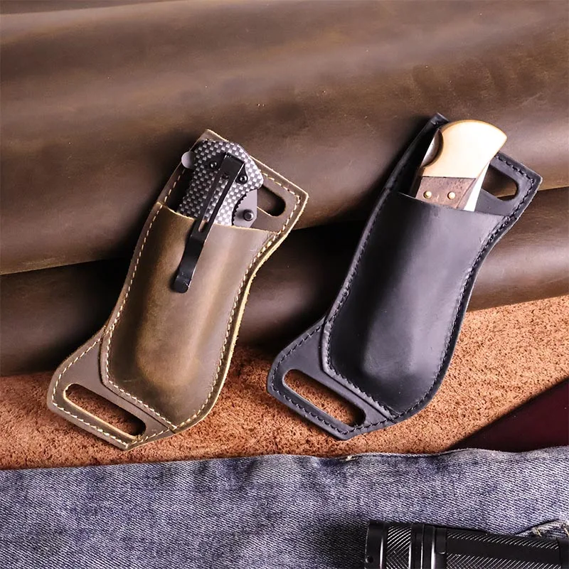Edc Leder Klappmesser abdeckung, kleine und lässige tragbare Messer abdeckung, kann Hüftgurt tragen