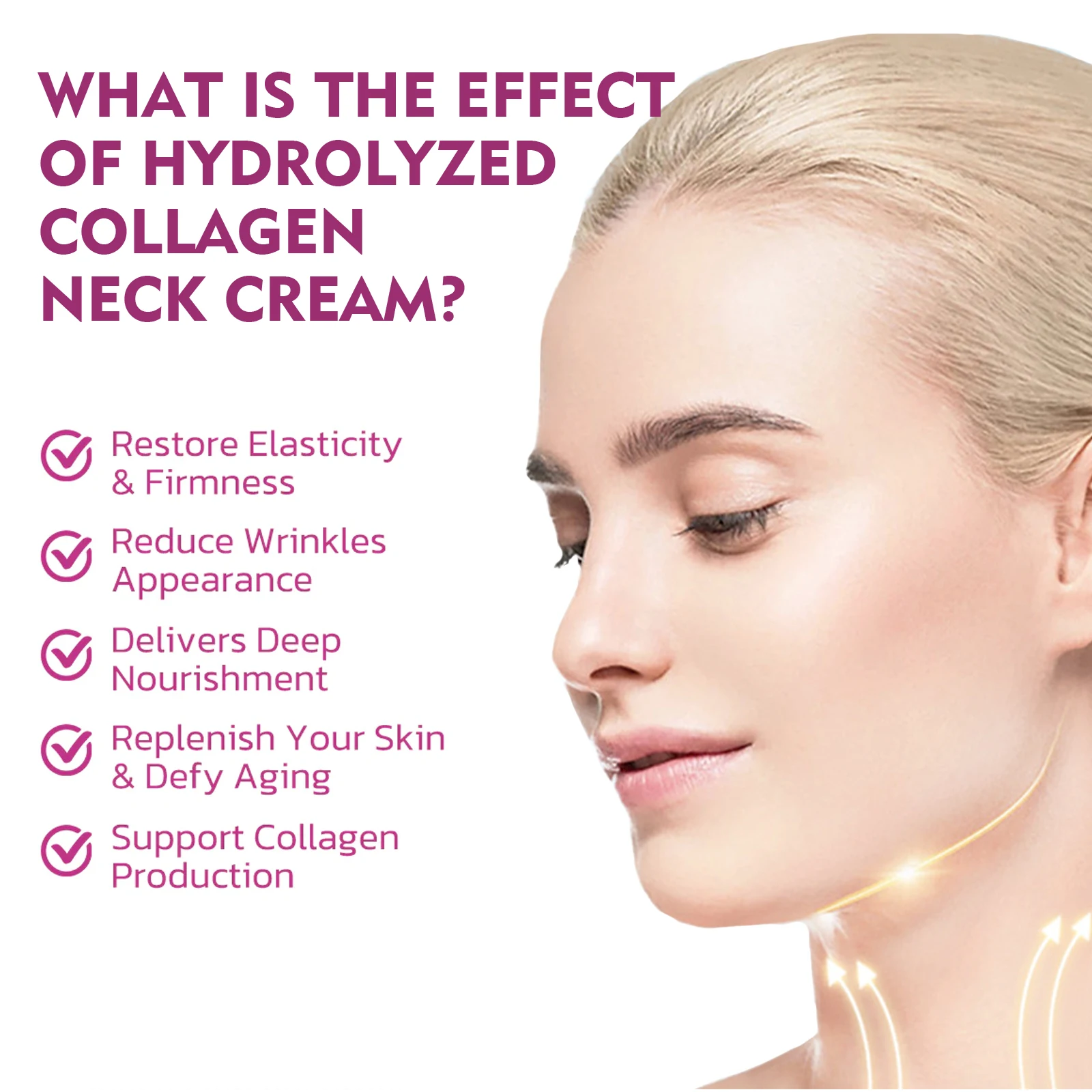 Colágeno hidrolisado pescoço creme endurecimento levantamento eliminar linhas finas pescoço remover queixo duplo rejuvenescimento creme cuidados com a pele