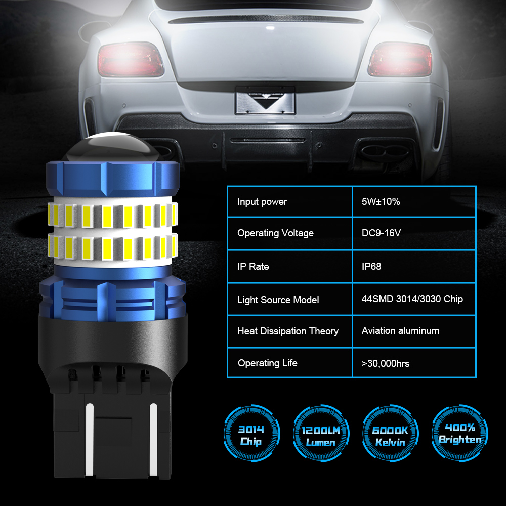 AENVTOL 2x Canbus T20 7440 W21W 7443 W21/5W SRCK LED feux de recul de secours feux de jour feu arrière de frein clignotant