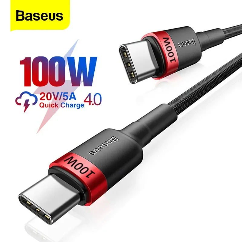 Baseus 100W USB C a USB tipo C Cable PD Cable de carga rápida 5A USB-C tipo C Cable para iPhone17 MacBook Samsung Xiaomi