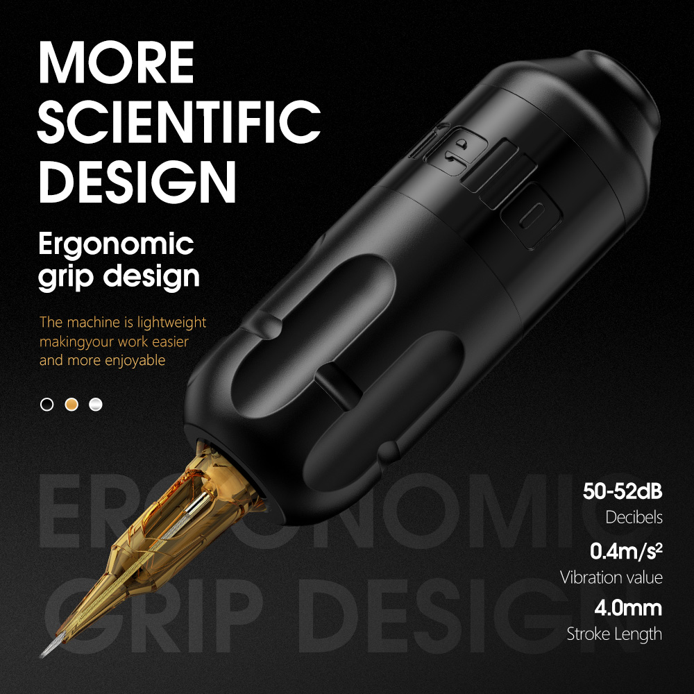 Ambition จังหวะ 4.0 มม.โรตารีสักเครื่อง Coreless มอเตอร์แต่งหน้าปากกา Grip 33 มม.อินเทอร์เฟซ RCA สําหรับ Body Art