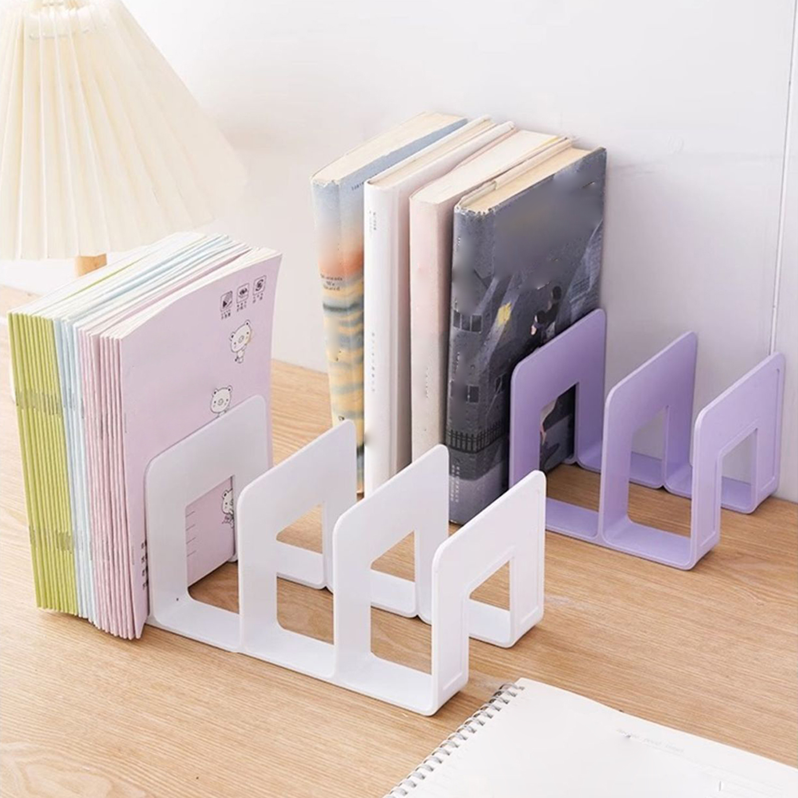 Multi-function Desktop Storage Rack Macaron Color Plastic Folder Bookshelf School Office Book Notebook Holder Organizer Supplies