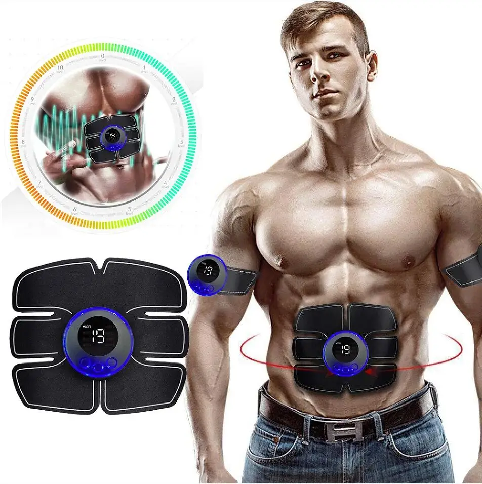 Massageador muscular abdominal fitness abs braço treinamento remendos instrumento de exercício muscular carregamento usb casa homem