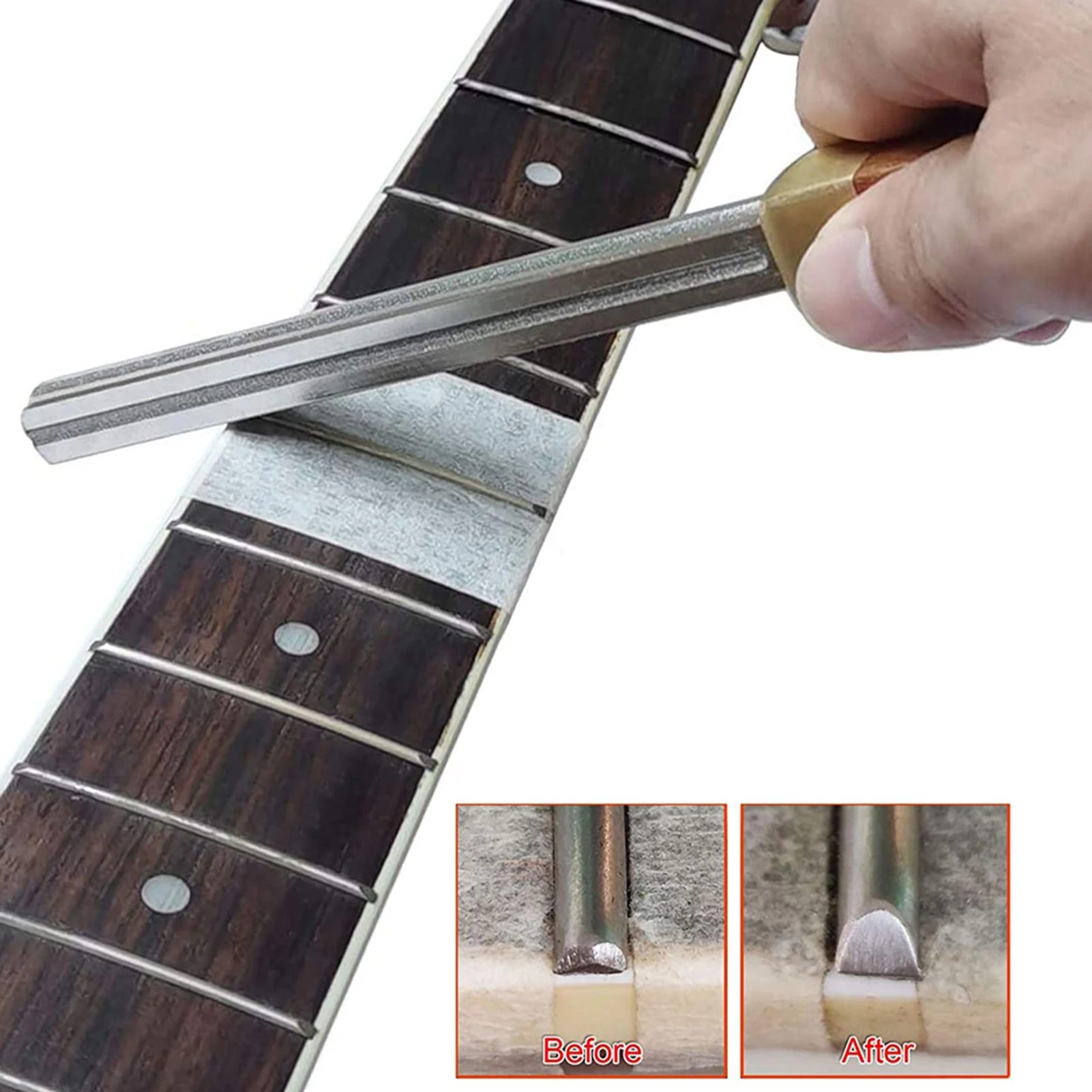 Lima De Traste De Guitarra De Diamante, Accesorio Extra Estrecho, Medio Y Ancho, 4 Bordes Con 2 Piezas De Protector De Diapason