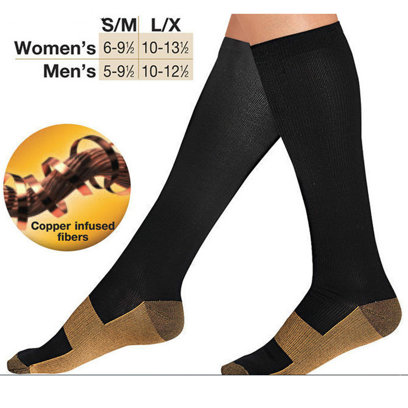 Calcetines de compresión de cobre para hombres y mujeres, medias hasta la rodilla antifatiga para aliviar el dolor, 20-30 Mmhg para correr, embarazo atlético