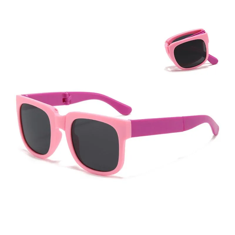 Óculos de sol dobráveis para crianças Óculos de sol portáteis para meninos e meninas Proteção UV Óculos infantis com estojo