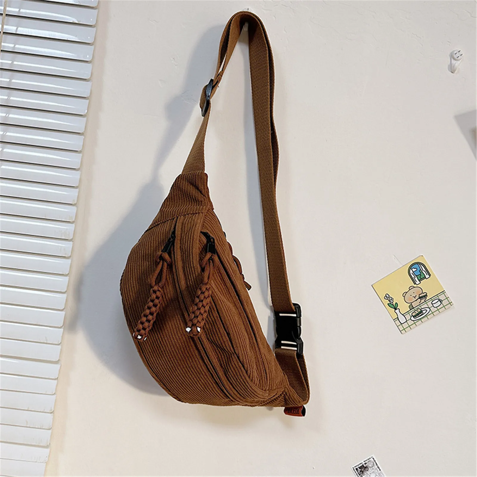 女性用コーデュロイファニーパック,ベルトバッグ,バナナバッグ,ヒップバッグ,ショルダー,クロスオーバー,チェスト,ポケット,ファッション,2024