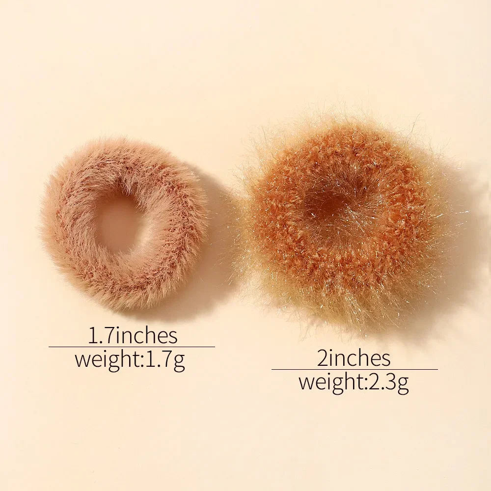 5 unids/lote, nueva banda elástica para el cabello, lazo para el cabello para niña, Color de felpa, cuerda para el cabello a juego, soporte para cola de caballo, accesorios para la cabeza, venta al por mayor
