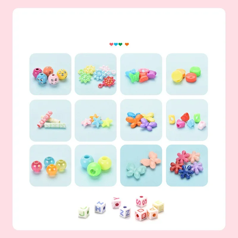 女の子 DIY ビーズセットジュエリー作成キット子供のための女の子パールビーズブレスレットリングネックレス創造性キットアートクラフトおもちゃ