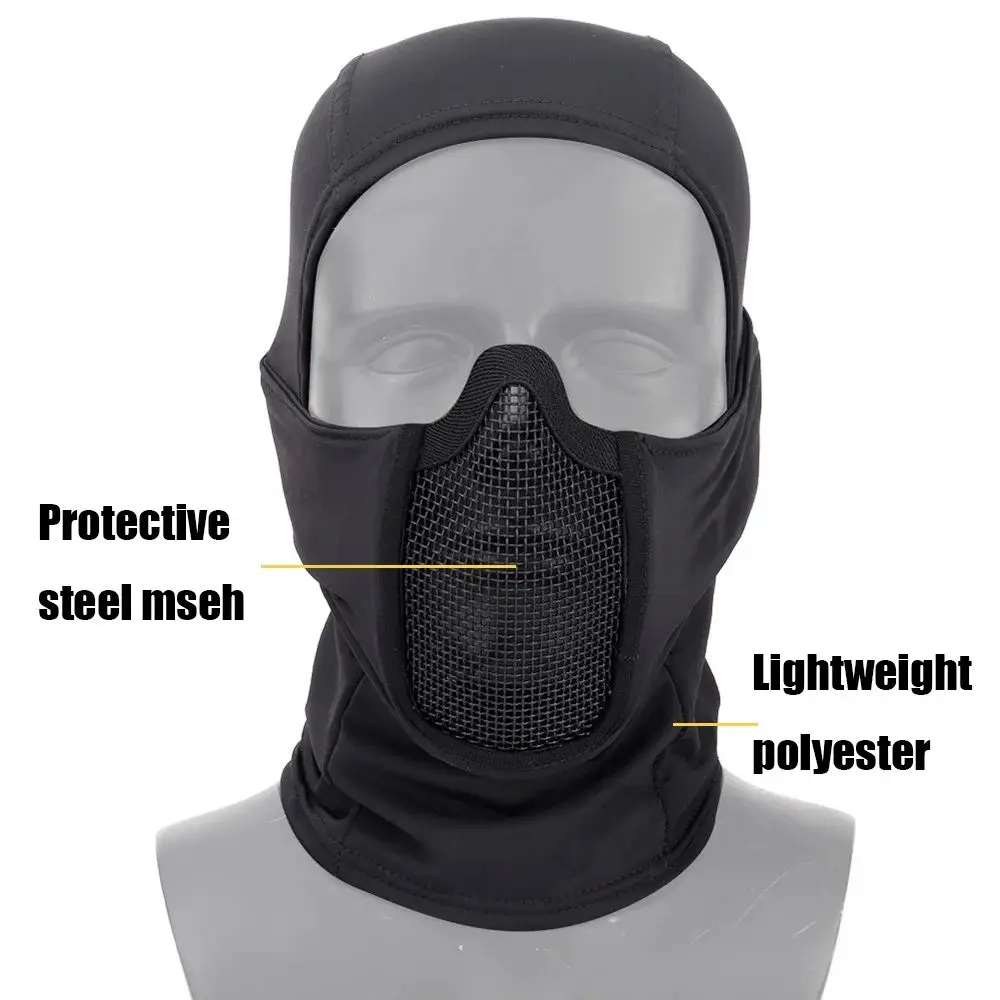 Tactical Full Face Mesh Mask Balaclava Airsoft Paintball Halloween Mask CS Game Hunting Cycling Protective Helmet Liner Cap