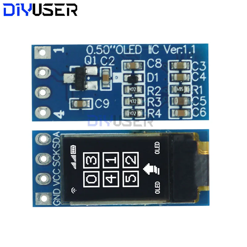 DIYUSER pantalla LCD OLED de 0,5 pulgadas blanco CH1115 pantalla pequeña 48*88 módulo de luz blanca pantalla vertical IIC