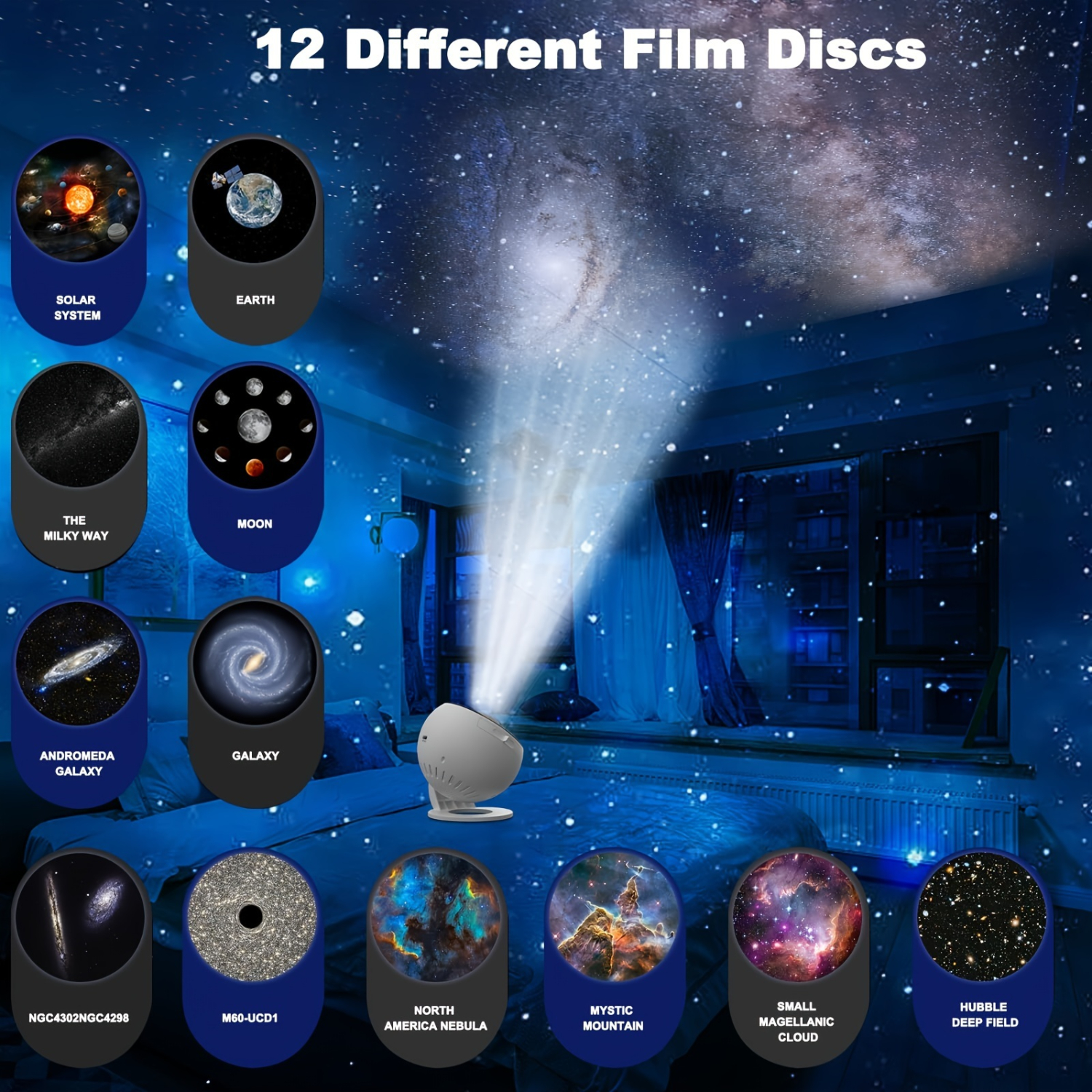 1pc Star Projector  Light, 12 In 1 Planetarium  Projector, ° Rotating Aurora Projector With Solar System Constellation  Ceiling