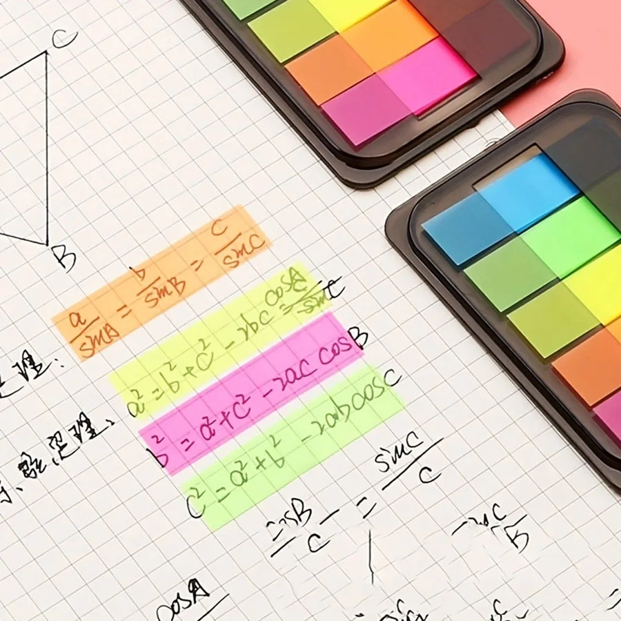 100 Sheets of Waterproof Colored Transparent Sticky Notes , Mini Self-Adhesive Post-it Pads For Planner Home & Office School