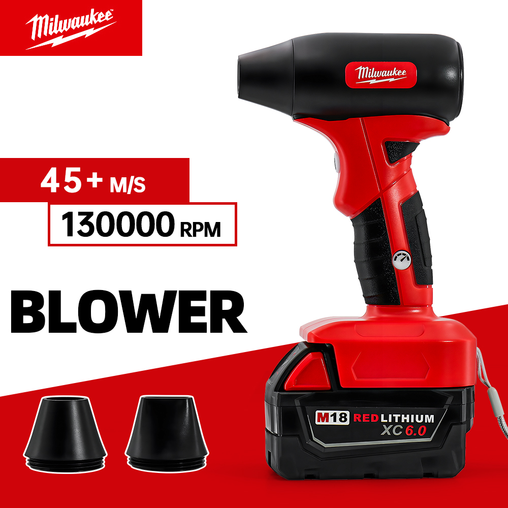 ミルウォーキー ブラシレス電動ターボ ブロワー ジェット ファン 45M/S 暴力的 130000 RPM カードライヤー 18V バッテリー用ハンドヘルドダストブローツール