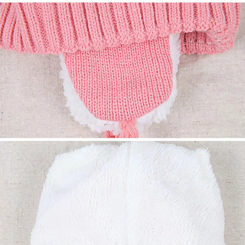 Unisex Kids Cartoon Beer Streep Hoeden En Sjaal Baby Cap Set Meisje Jongen Cap Sjaal Set Kind Winter Oorbeschermers Hoed Sjaal Warm pak