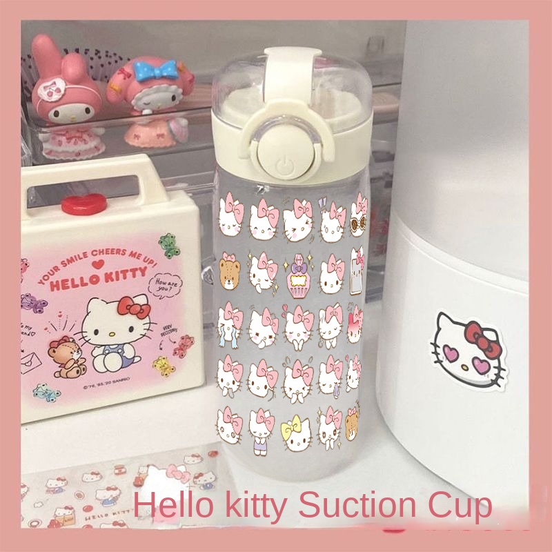 Hellokitty ใหม่ฟางถ้วยพลาสติกความจุขนาดใหญ่คู่นักเรียนสาวน่ารักนักเรียนดื่มถ้วยแบบพกพา Ins Easy ถ้วยของขวัญ