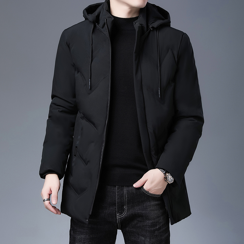 Roupas masculinas de alta qualidade nova marca de moda com capuz casual moda longo engrossar outwear parkas jaquetas inverno blusão casacos