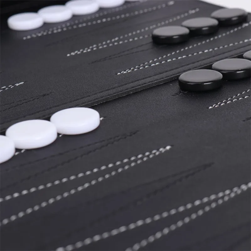 Roll-Up Backgammon-Sets, tragbares Reise-Brettspielset für Erwachsene und Kinder, faltbares klassisches Schachbrett aus PU-Leder, aufrollbar