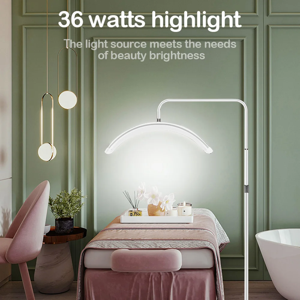 Andoer HD-M6X Luce video da pavimento a LED da 36 W Luce di riempimento a forma di mezzaluna 3200 K-5600 K dimmerabile con supporto luminoso in metallo da 180 cm/70,9 pollici