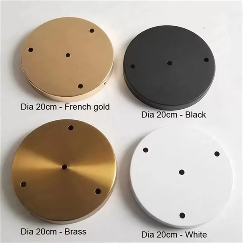 10/12/15/20/25cm Black White Silver Gold Brass Ceiling Plate Wall Sconce LED Base Vintage Pendant Lamp Disc Base Ceiling Canopy