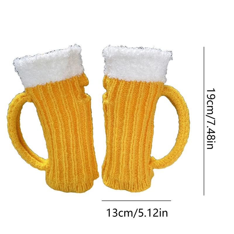 Gebreide winterhandschoenen Sokken Grappige 3D-biermok Gebreide handschoen Winter moet gehaakte biermokpet hebben voor dames Heren Meisjes voor daten
