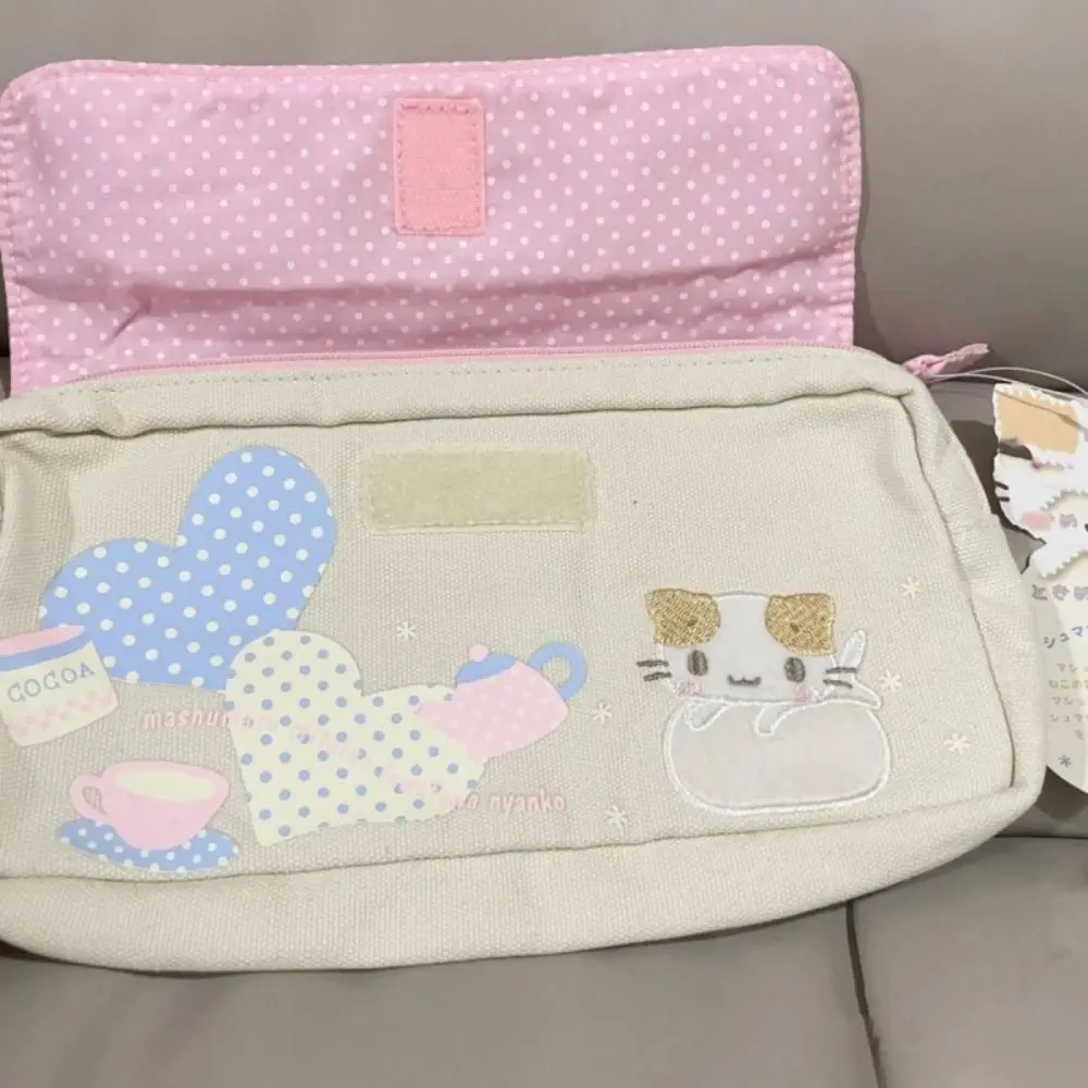 High Quality Cat Cartoon Print Pen Bag Large Capacity Multifunctional Stationery Bag Pencil Case Students