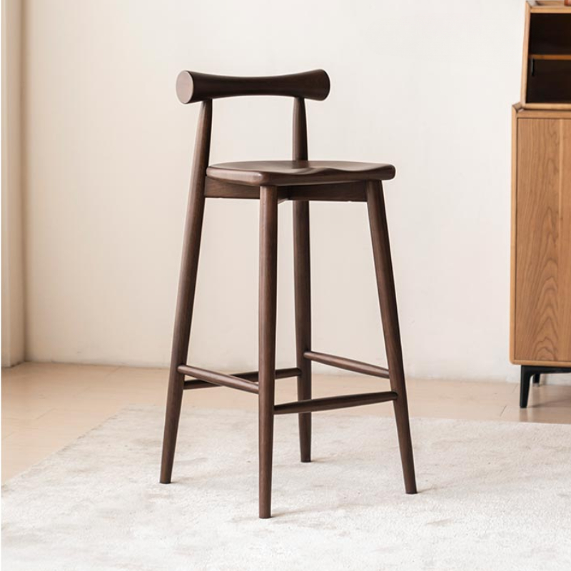 Nordic Solid Wood Bar Chair Simple Fashionable Designer Seat Creative Leisure Backrest Chair Modern Home Front Desk High Stool