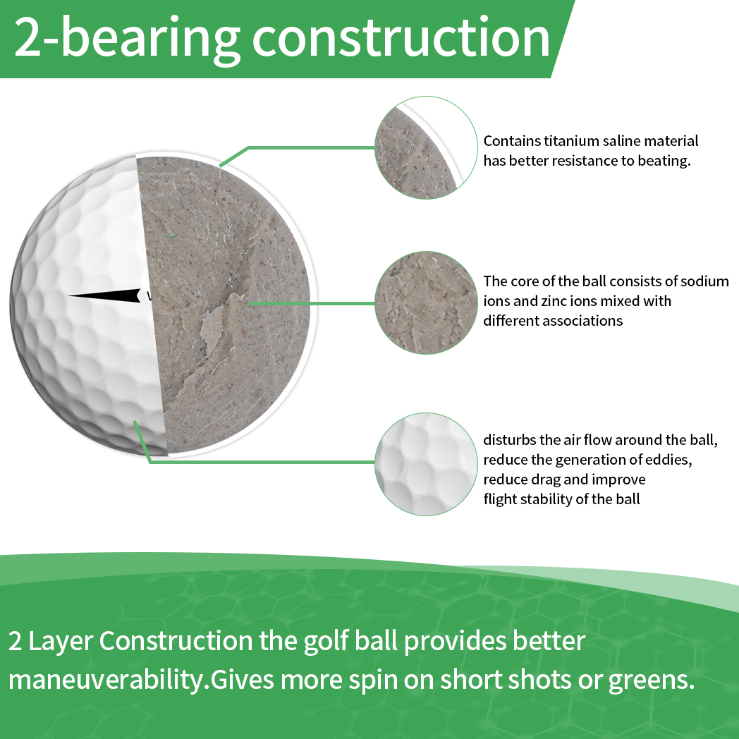Caiton-Golf Ik- 332 Dimple, Distance maximale, Contrôle de rotation, Durable, Précision, Entraînement et jeu, 2 couches, 50 pièces