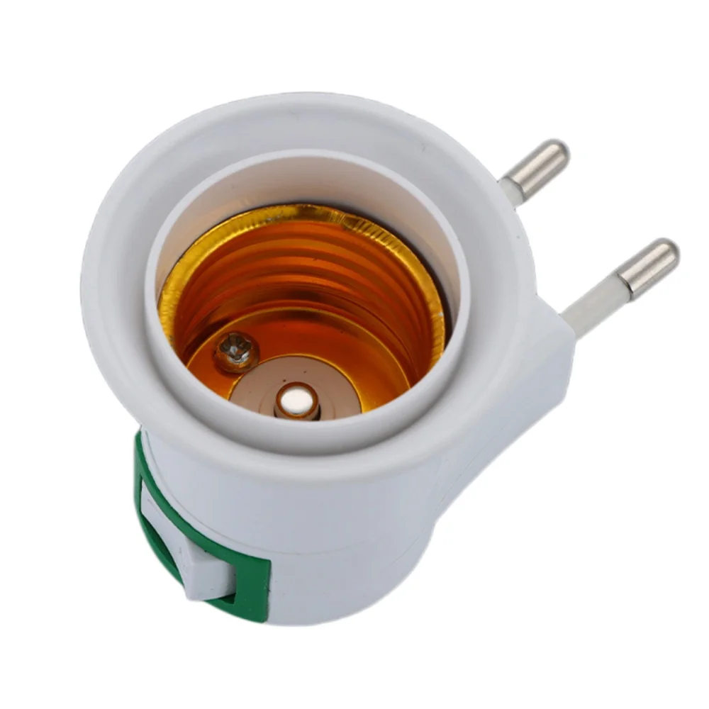 E27 EU Plug Adapter With Power On-Off Control Switch E27 Socket Lamp Base Lamp Socket 1Pack